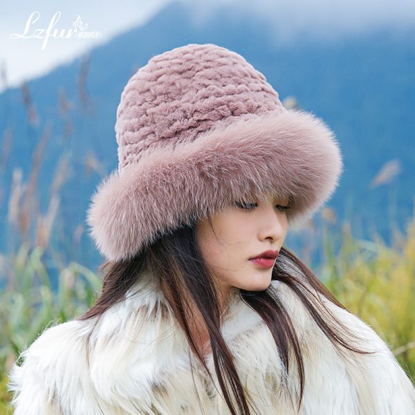 ‌Fox Rabbit Fur Dome Winter Hat - Thermal Lined Velvet Dress Hat‌ - Image 2