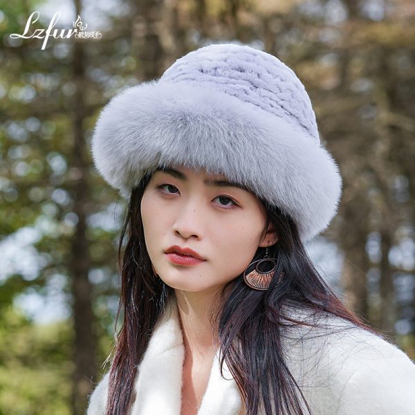 ‌Fox Rabbit Fur Dome Winter Hat - Thermal Lined Velvet Dress Hat‌ - Image 3