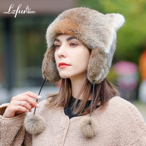 Cat-ear Whole-skin rabbit fur hat for Women | Luxurious Warmth & Style | LZFUR #5147