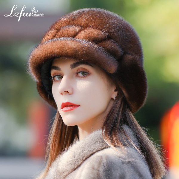 Whole-Skin Mink Fur Top Hat for Women | Elegant Equestrian Style Winter Headwear | LZFUR #5151 - Image 4