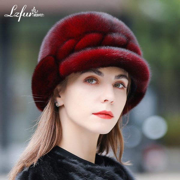 Whole-Skin Mink Fur Top Hat for Women | Elegant Equestrian Style Winter Headwear | LZFUR #5151 - Image 7