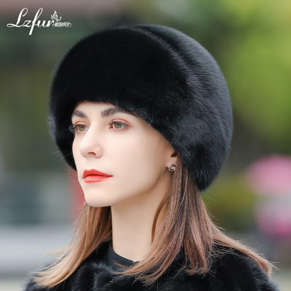Whole-Skin Mink Fur Beret with Floral Detail | Luxurious Winter Hat for Women | LZFUR #5152 - Image 5