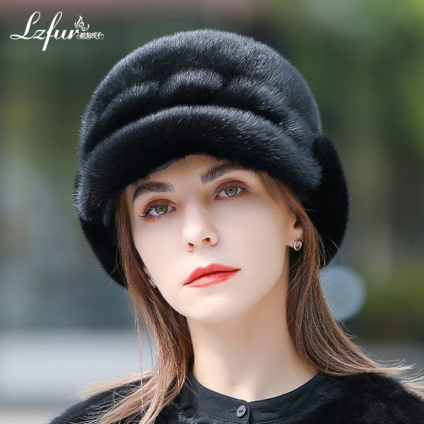 Whole-Skin Mink Fur Top Hat for Women | Elegant Equestrian Style Winter Headwear | LZFUR #5151 - Image 6