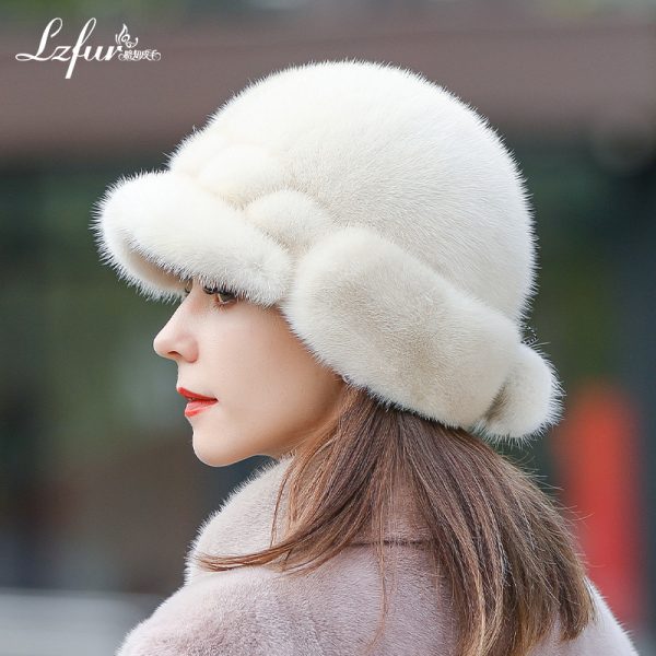 Whole-Skin Mink Fur Top Hat for Women | Elegant Equestrian Style Winter Headwear | LZFUR #5151 - Image 2