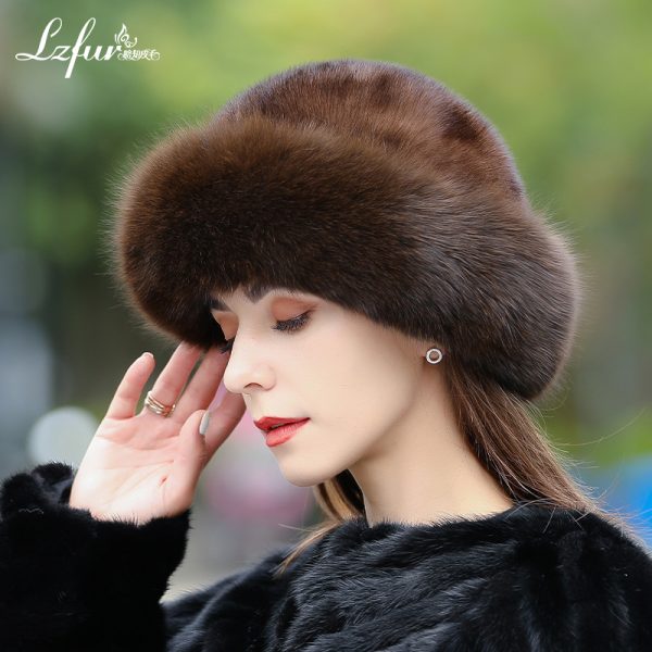 Authentic Mink & Fox Fur Roller Hat for Women | Luxurious Lightweight Winter Headwear | LZFUR #5153 - Image 5