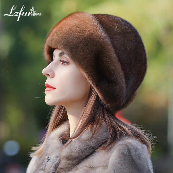 Whole-Skin Mink Fur Beret with Floral Detail | Luxurious Winter Hat for Women | LZFUR #5152 - Image 6