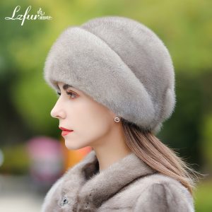 Whole-Skin Mink Fur Beret with Floral Detail | Luxurious Winter Hat for Women | LZFUR #5152