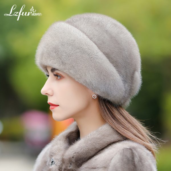 Whole-Skin Mink Fur Beret with Floral Detail | Luxurious Winter Hat for Women | LZFUR #5152