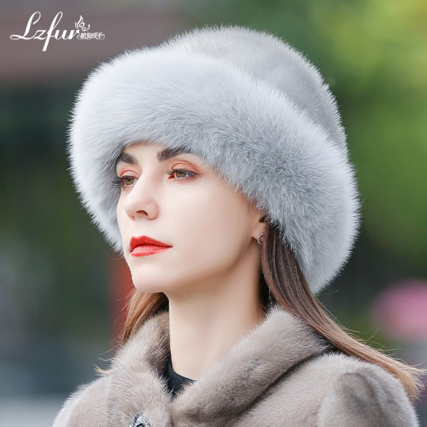 Authentic Mink & Fox Fur Roller Hat for Women | Luxurious Lightweight Winter Headwear | LZFUR #5153 - Image 2