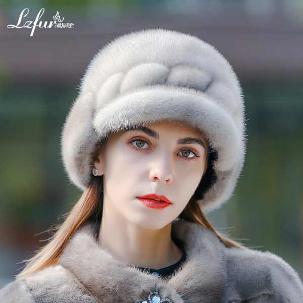 Whole-Skin Mink Fur Top Hat for Women | Elegant Equestrian Style Winter Headwear | LZFUR #5151 - Image 5
