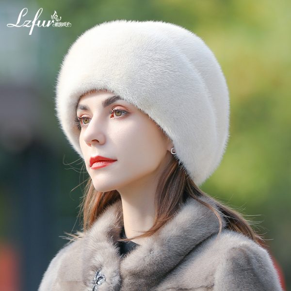 Whole-Skin Mink Fur Beret with Floral Detail | Luxurious Winter Hat for Women | LZFUR #5152 - Image 2