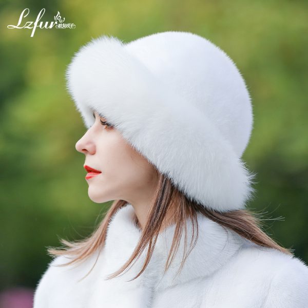 Authentic Mink & Fox Fur Roller Hat for Women | Luxurious Lightweight Winter Headwear | LZFUR #5153 - Image 4