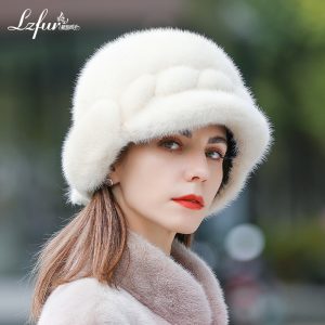 Whole-Skin Mink Fur Top Hat for Women | Elegant Equestrian Style Winter Headwear | LZFUR #5151