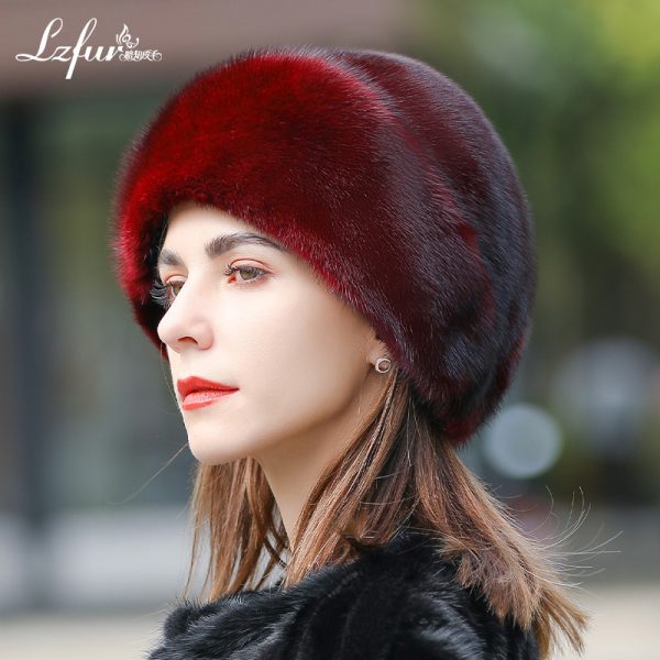 Whole-Skin Mink Fur Beret with Floral Detail | Luxurious Winter Hat for Women | LZFUR #5152 - Image 7