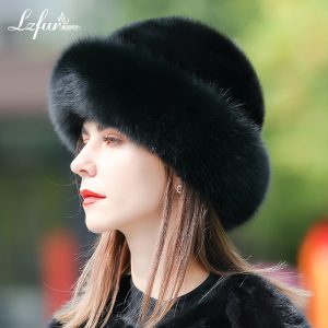 Authentic Mink & Fox Fur Roller Hat for Women | Luxurious Lightweight Winter Headwear | LZFUR #5153